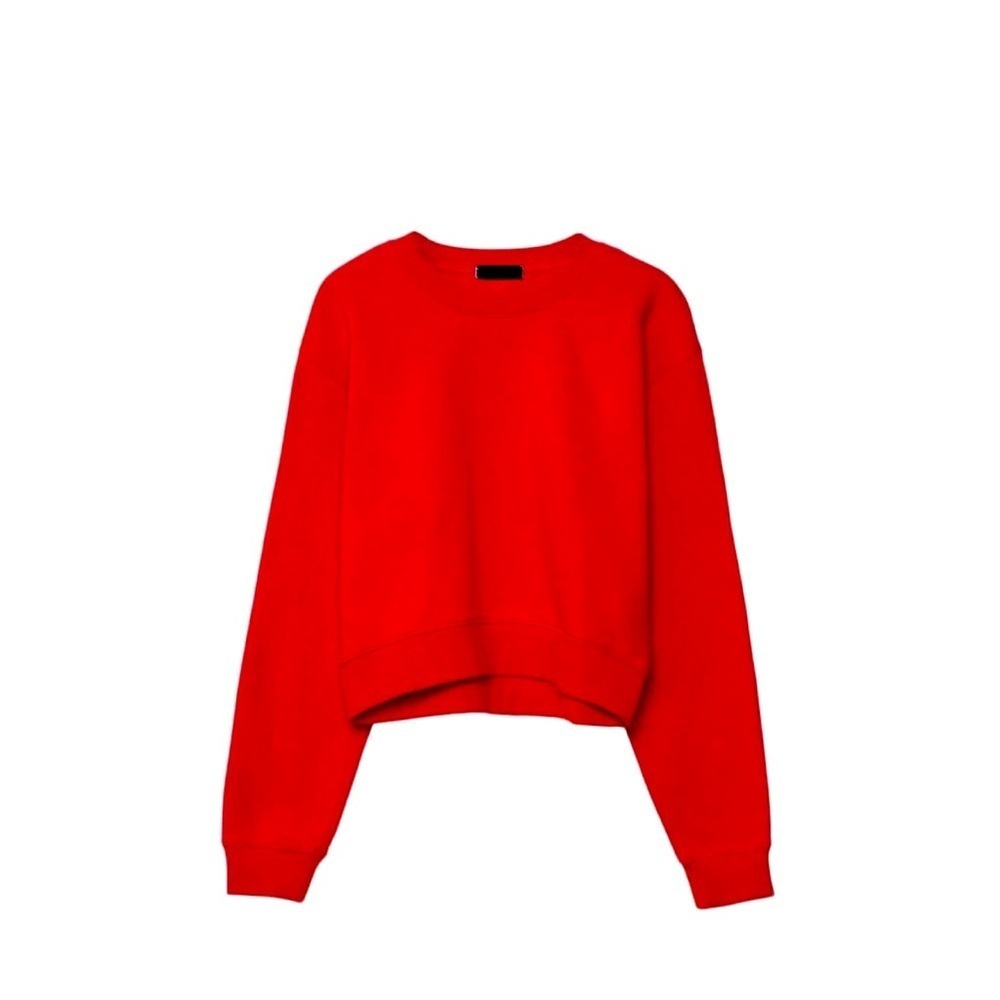 Talula Flamingo Red 100% Premium Cotton Cropped Crewneck Sweatshirt Size XXS